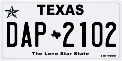 TX license plate DAP2102