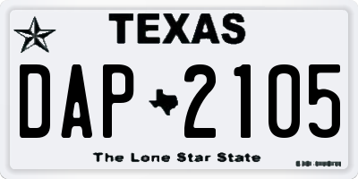 TX license plate DAP2105