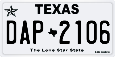 TX license plate DAP2106