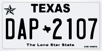 TX license plate DAP2107