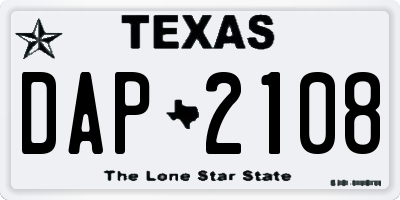 TX license plate DAP2108