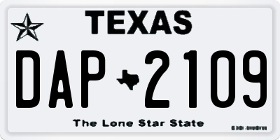 TX license plate DAP2109