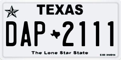 TX license plate DAP2111