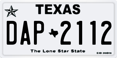 TX license plate DAP2112