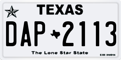 TX license plate DAP2113