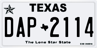 TX license plate DAP2114