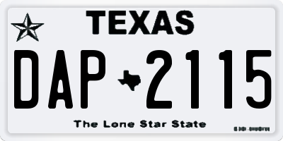 TX license plate DAP2115