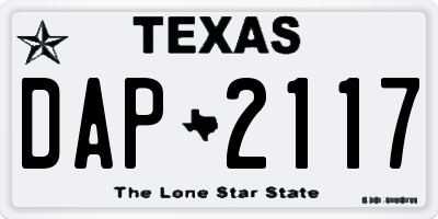 TX license plate DAP2117