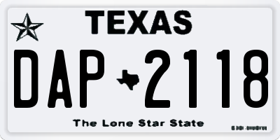 TX license plate DAP2118