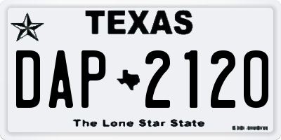 TX license plate DAP2120