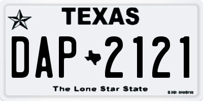 TX license plate DAP2121