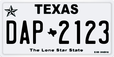 TX license plate DAP2123