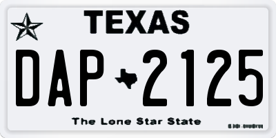 TX license plate DAP2125