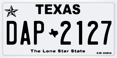 TX license plate DAP2127