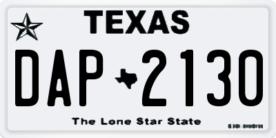 TX license plate DAP2130