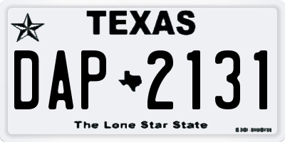 TX license plate DAP2131