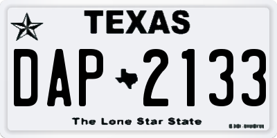 TX license plate DAP2133