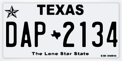 TX license plate DAP2134