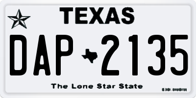 TX license plate DAP2135