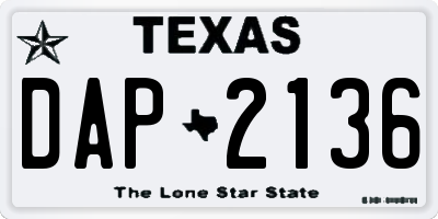 TX license plate DAP2136
