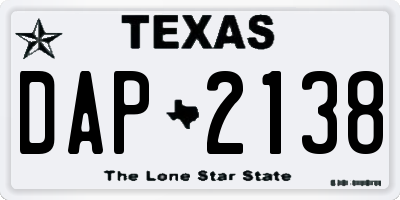 TX license plate DAP2138