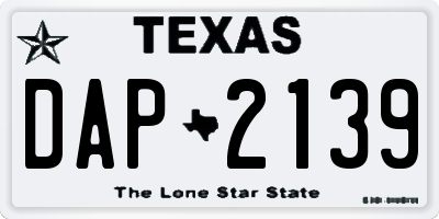 TX license plate DAP2139