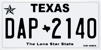 TX license plate DAP2140