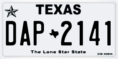 TX license plate DAP2141