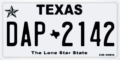 TX license plate DAP2142