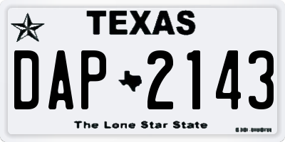 TX license plate DAP2143