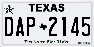 TX license plate DAP2145