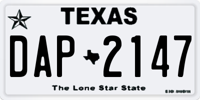 TX license plate DAP2147