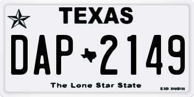 TX license plate DAP2149