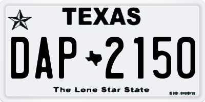 TX license plate DAP2150