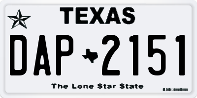 TX license plate DAP2151