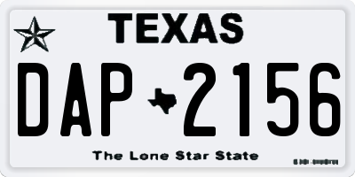 TX license plate DAP2156