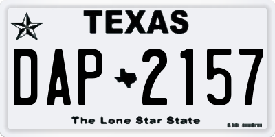TX license plate DAP2157
