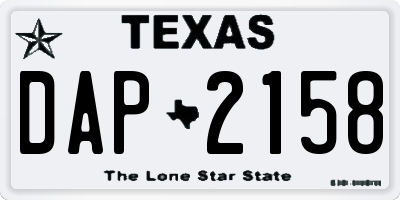 TX license plate DAP2158