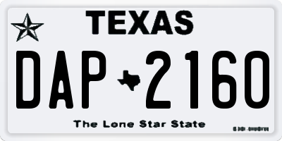 TX license plate DAP2160