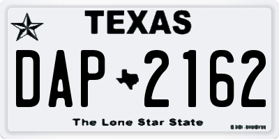 TX license plate DAP2162