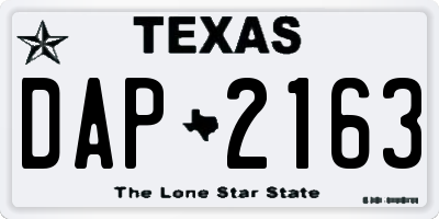 TX license plate DAP2163