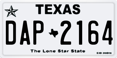 TX license plate DAP2164