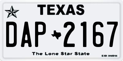 TX license plate DAP2167