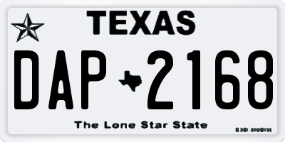 TX license plate DAP2168