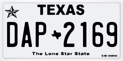 TX license plate DAP2169