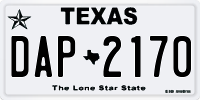 TX license plate DAP2170