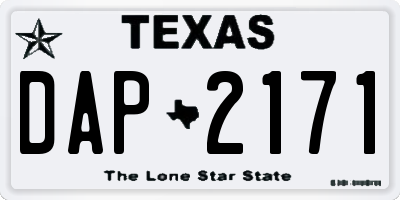 TX license plate DAP2171