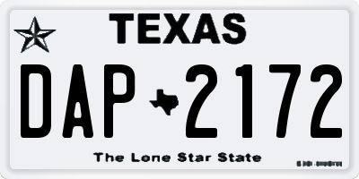 TX license plate DAP2172