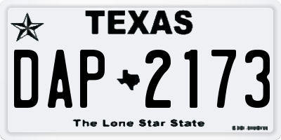 TX license plate DAP2173