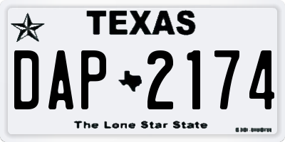 TX license plate DAP2174